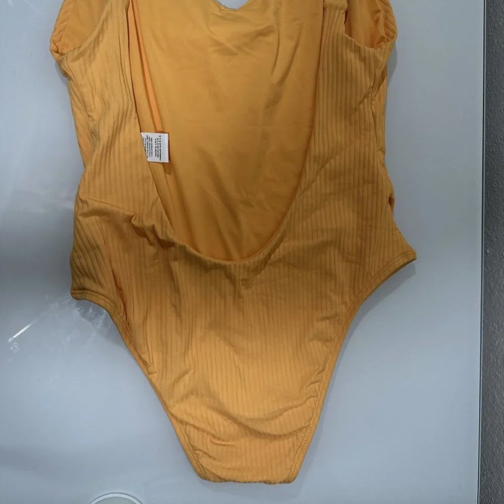 NWD $175 Vitamin A [ D Cup 12 ] Leah Ribbed Square Neck One-Piece Swimsuit #5847